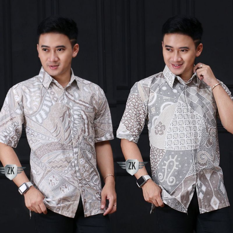 022 Zahira Batik HRB026 Kenongo Hem Kemeja Batik Pria Lengan Pendek
