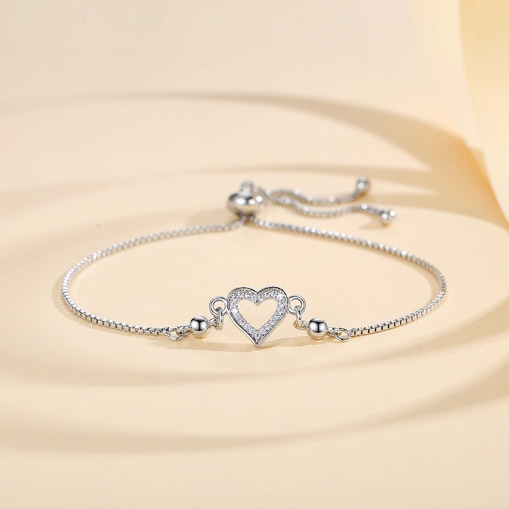 Y754 Gelang Heart Gelang Rantai Titanium Lapis Emas Berlian Aksesoris Wanita
