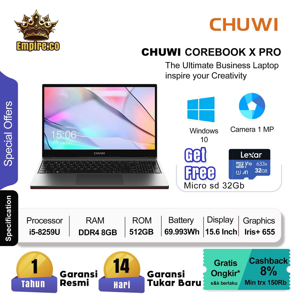 Laptop CHUWI CoreBook X Pro 15.6 inch Intel Core i5