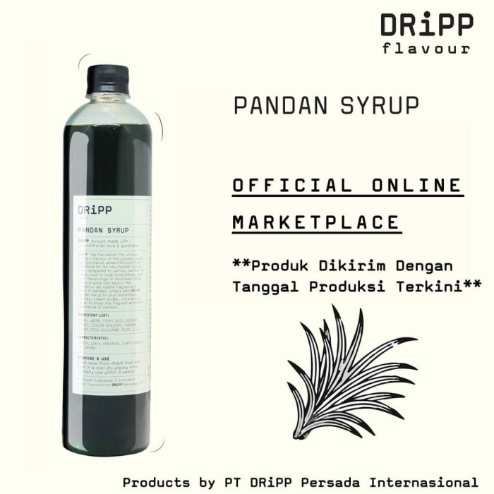 

SIRUP- DRIPP PANDAN SYRUP SIRUP DRIPP FLAVOUR ORI -SIRUP.