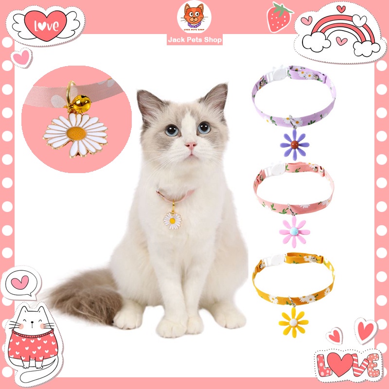 kalung kucing Kalung Rantai adjustable Dengan Liontin Bunga daisy Kecil Untuk Kucing Anjing