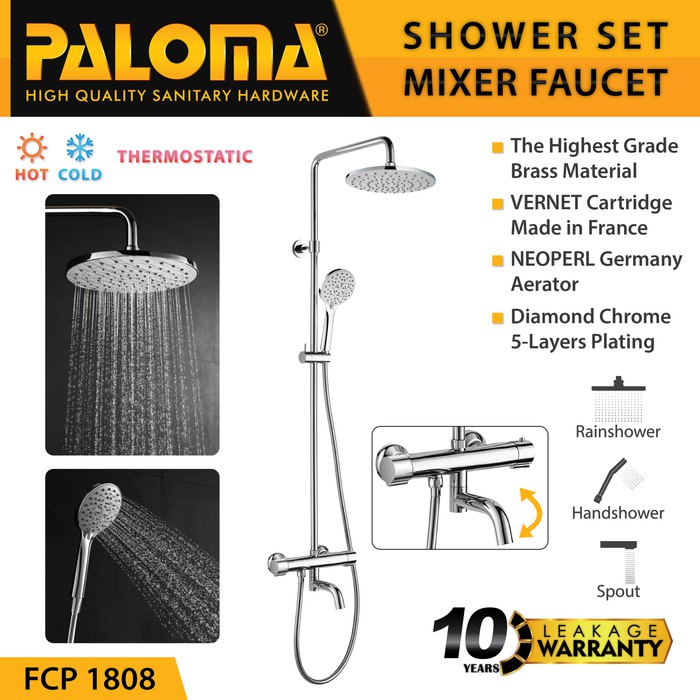 PALOMA FCP 1808 SHOWER TIANG SET KERAN KRAN MIXER PANAS DINGIN