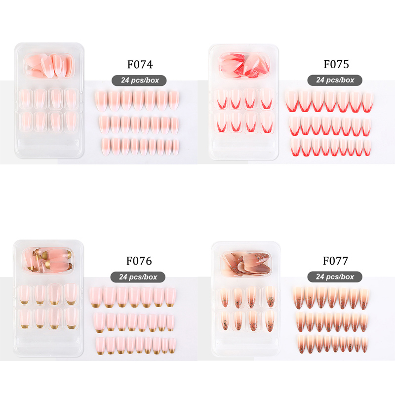 F074 ~ F086 24pcs / Kotak Kuku Palsu Full Cover Untuk Nail Art