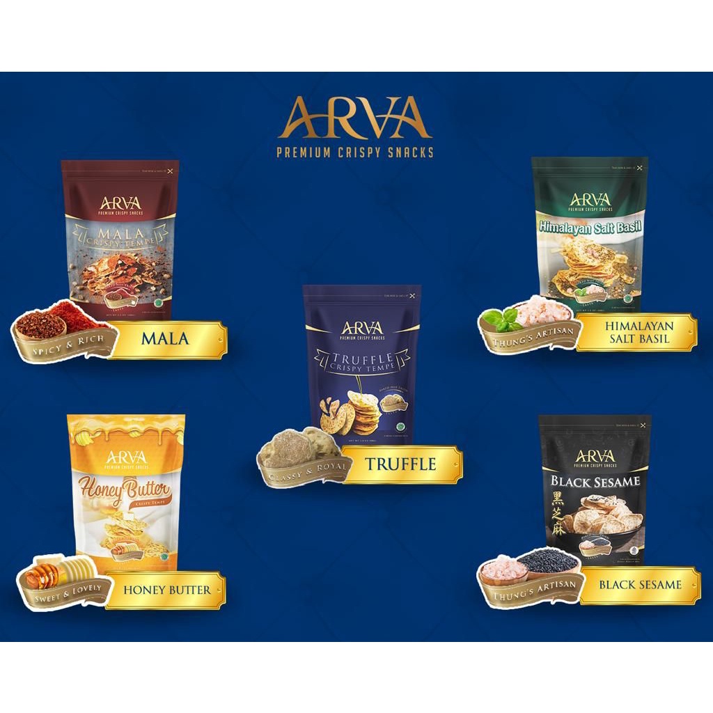 ARVA - SEMUA VARIAN CRISPY TEMPE SNACK - 80/100 GR (PREMIUM &amp; HALAL)