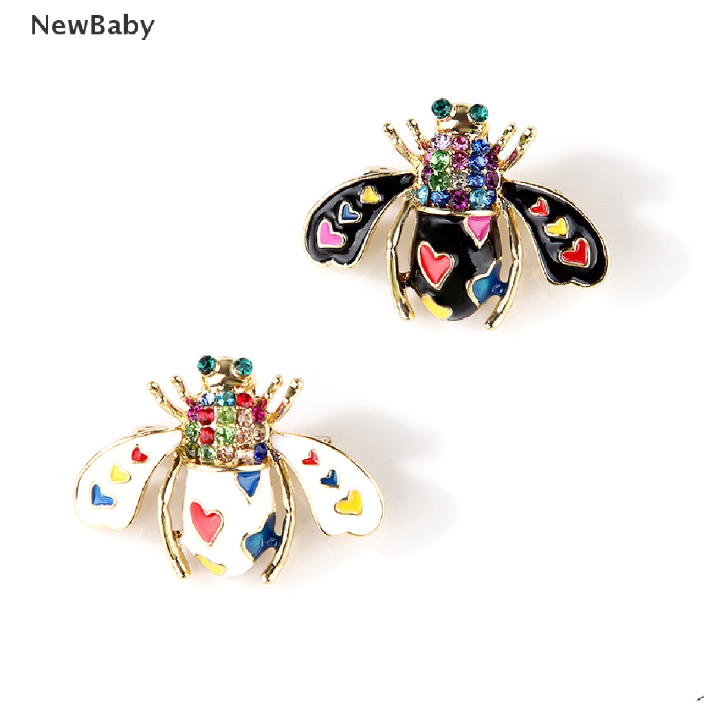 Newbaby Bros Pin Enamel Bentuk Lebah Aksen Kristal Untuk Aksesoris Scarfhadiah Wanita