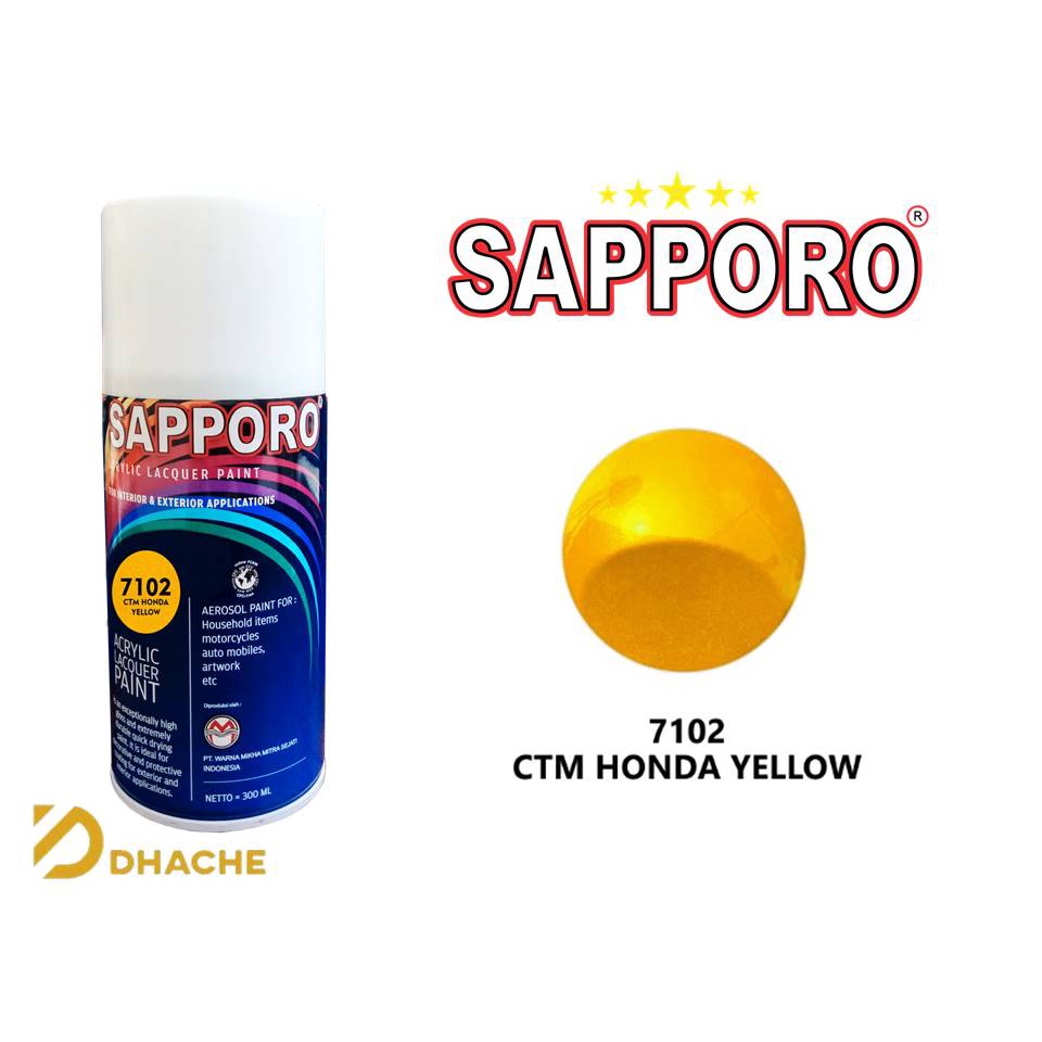 SAPPORO SPRAY PAINT 7102 CTM HONDA YELLOW 300ML GOLD