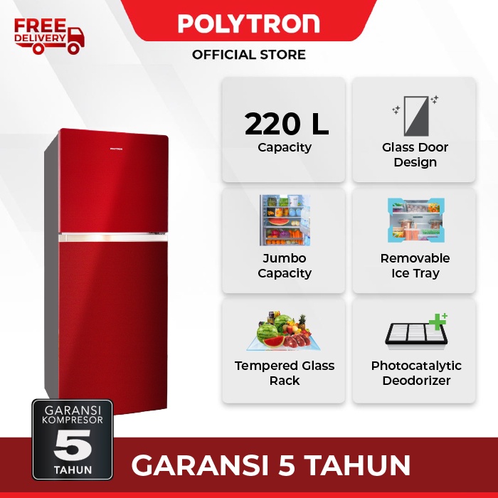 Polytron Belleza JUMBO 2 Doors Refrigerator 220 Liters PRW 23MNR