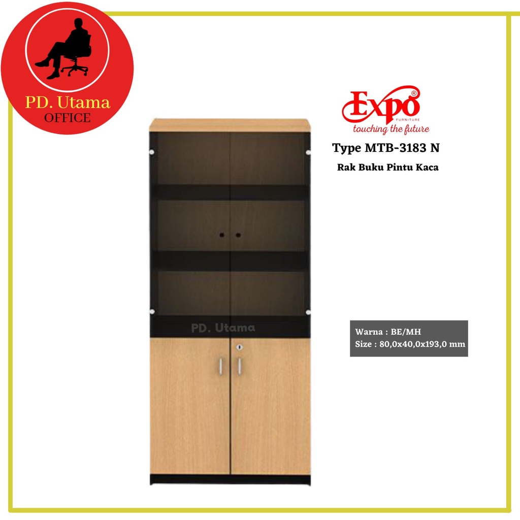 Rak Buku Kaca EXPO MTB-3183 N Lemari Buku/Rak Serbaguna
