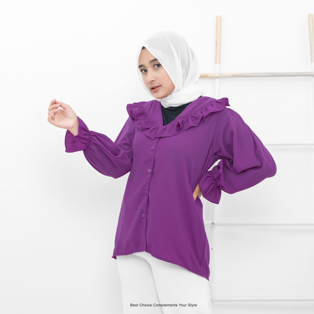 Kimola Shirt Kemeja Basic Atasan Wanita Shirt Polos by Mahyra