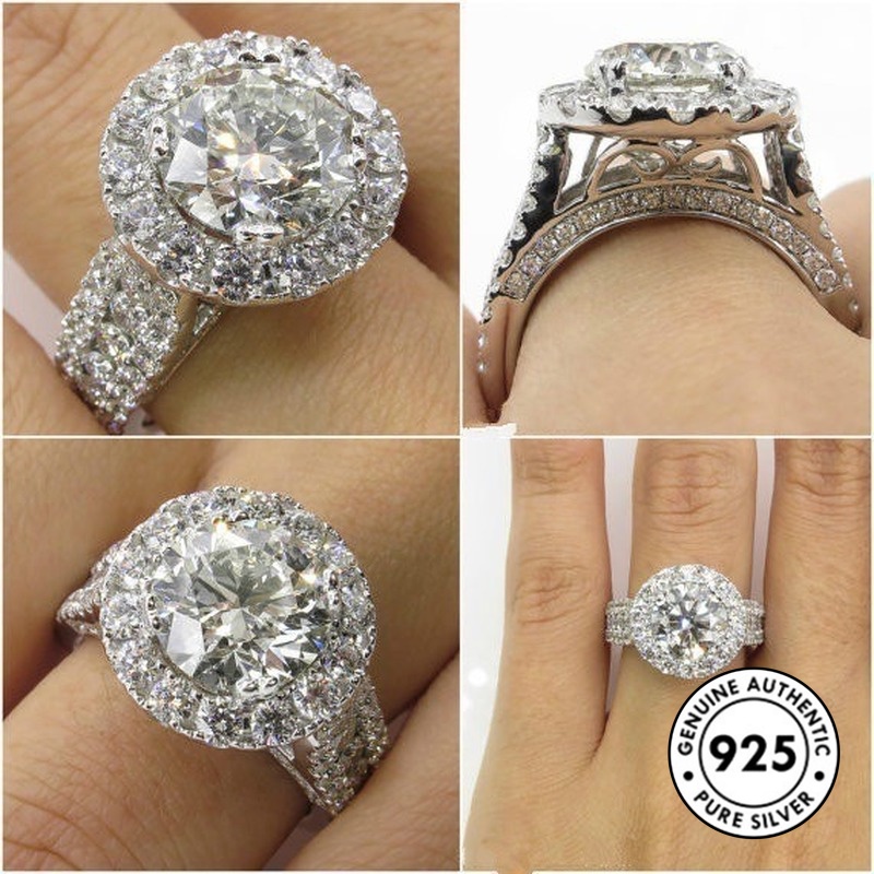 Cincin Moissanite Bahan 925 Sterling Silver