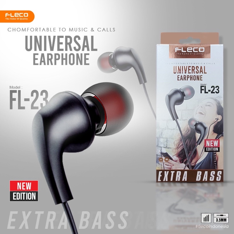 PROMO HANDSFREE FLECO FL23 ORIGINAL EXTRABASS UNIVERSAL EARPHONE ANDROID HD SOUND