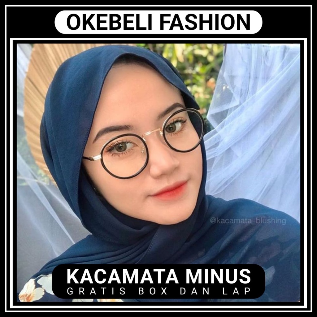 NEW Kacamata Minus Oval Retro Double Ring Wanita PRIA Style Korean 0.50-4.00 Free Box Dan Lap Pember