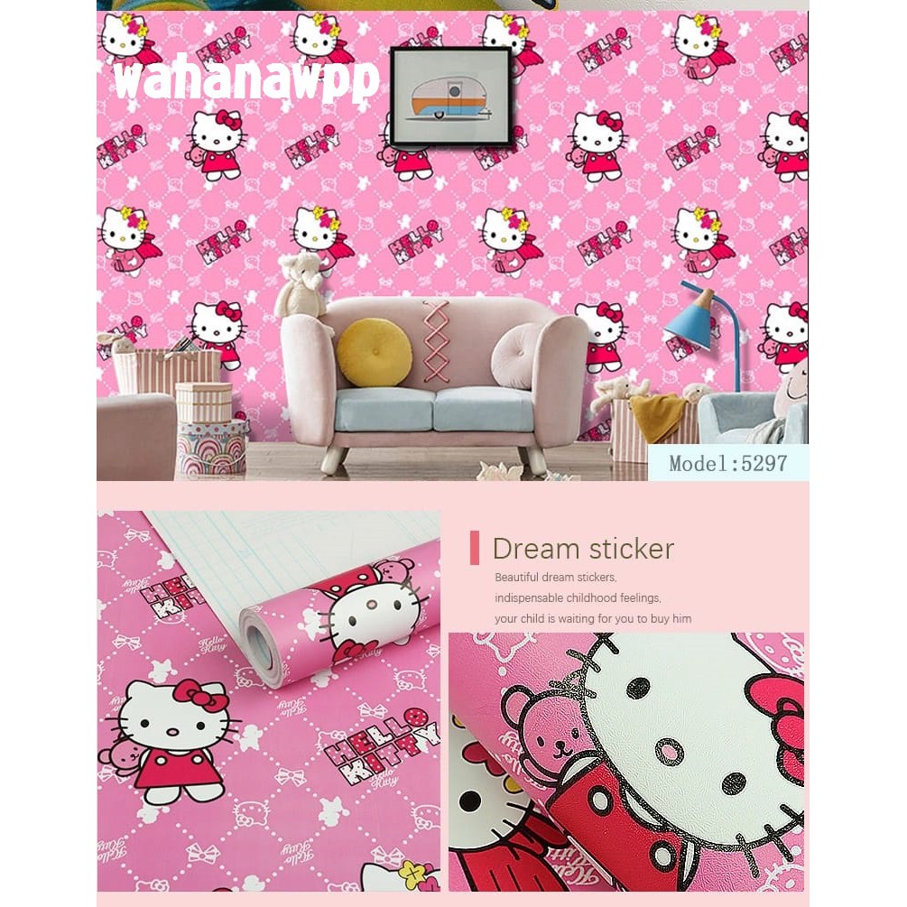 WALLPAPER STICKER | MOTIF HELLO KITTY PERI | Uk. 45cm x 9m