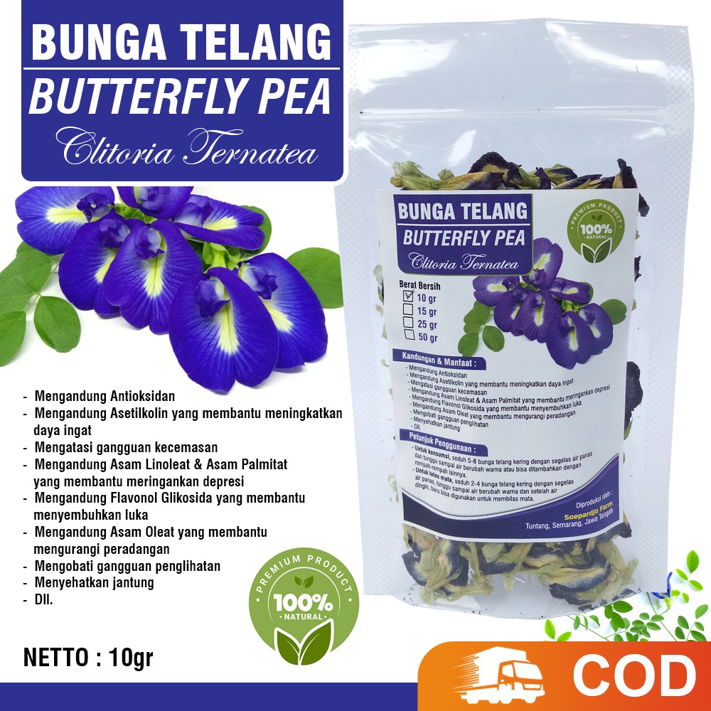 

TERMURAH !!! Bunga Telang Kering Netto 10gr [Bisa COD] Teh Bunga Telang