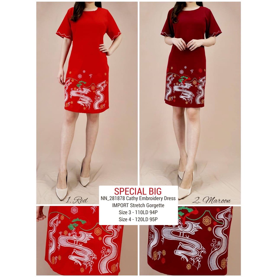 "Special Ukuran Besar" Dress Scuba Mix Bordir Bahan Import Premium / Dress Scuba / Dress / Dress Can