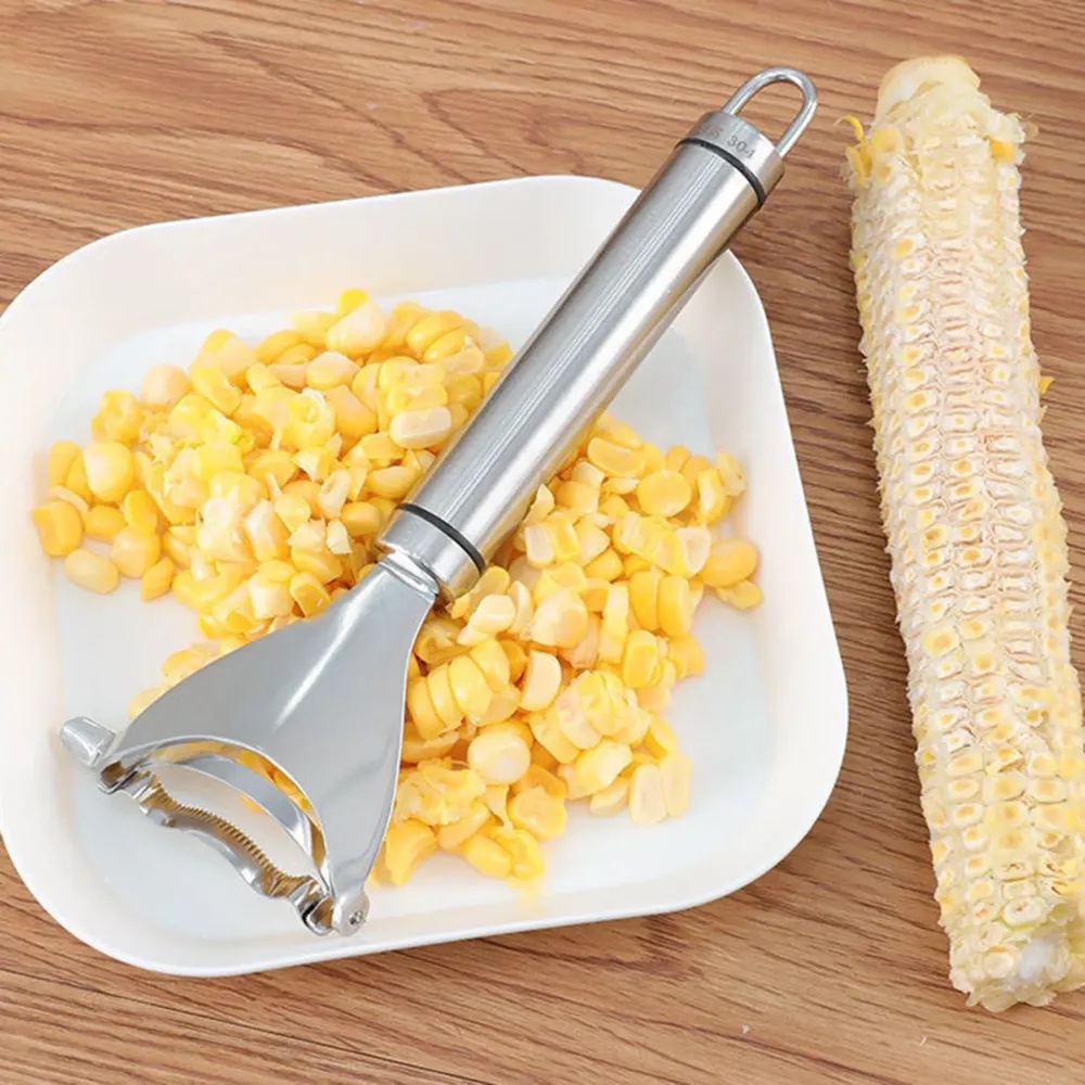 【COD Tangding】Stainless Steel Corn Stripper Corn Kernels Cob Peeler Threshing Kerneler Blade Metal Kitchen Corn Cutter Slicer Tools