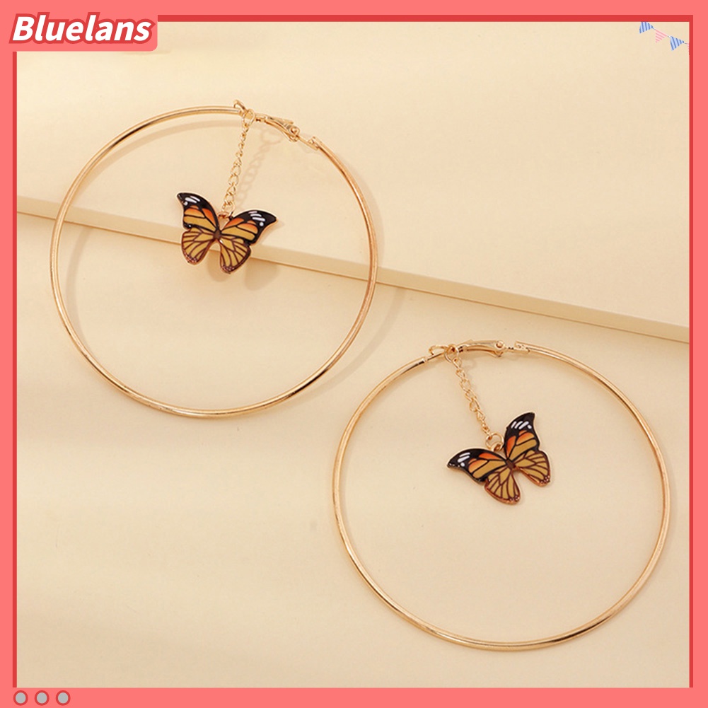 Anting Hoop Rantai Gantung Model Butterfly Besar Untuk Wanita