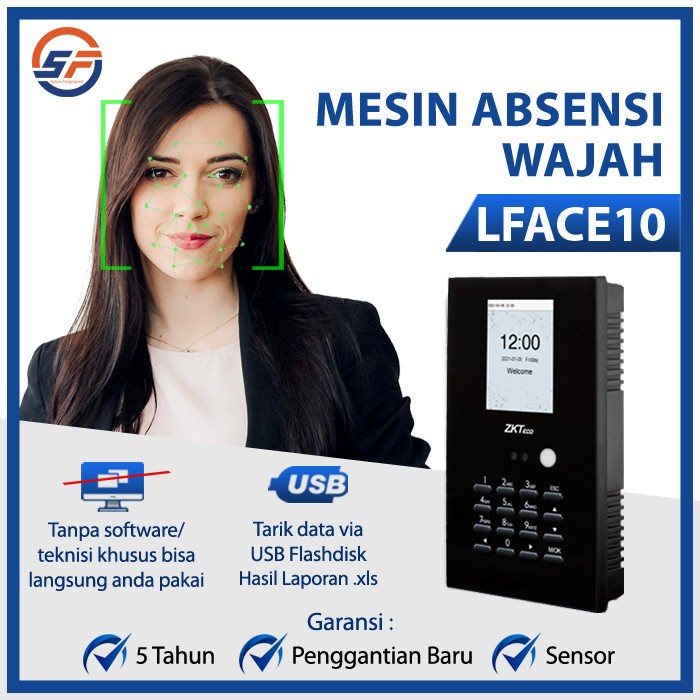 Mesin Absensi Wajah ZKTECO LFACE 10 | Absen SSR LFace10 Termurah ORIGINAL