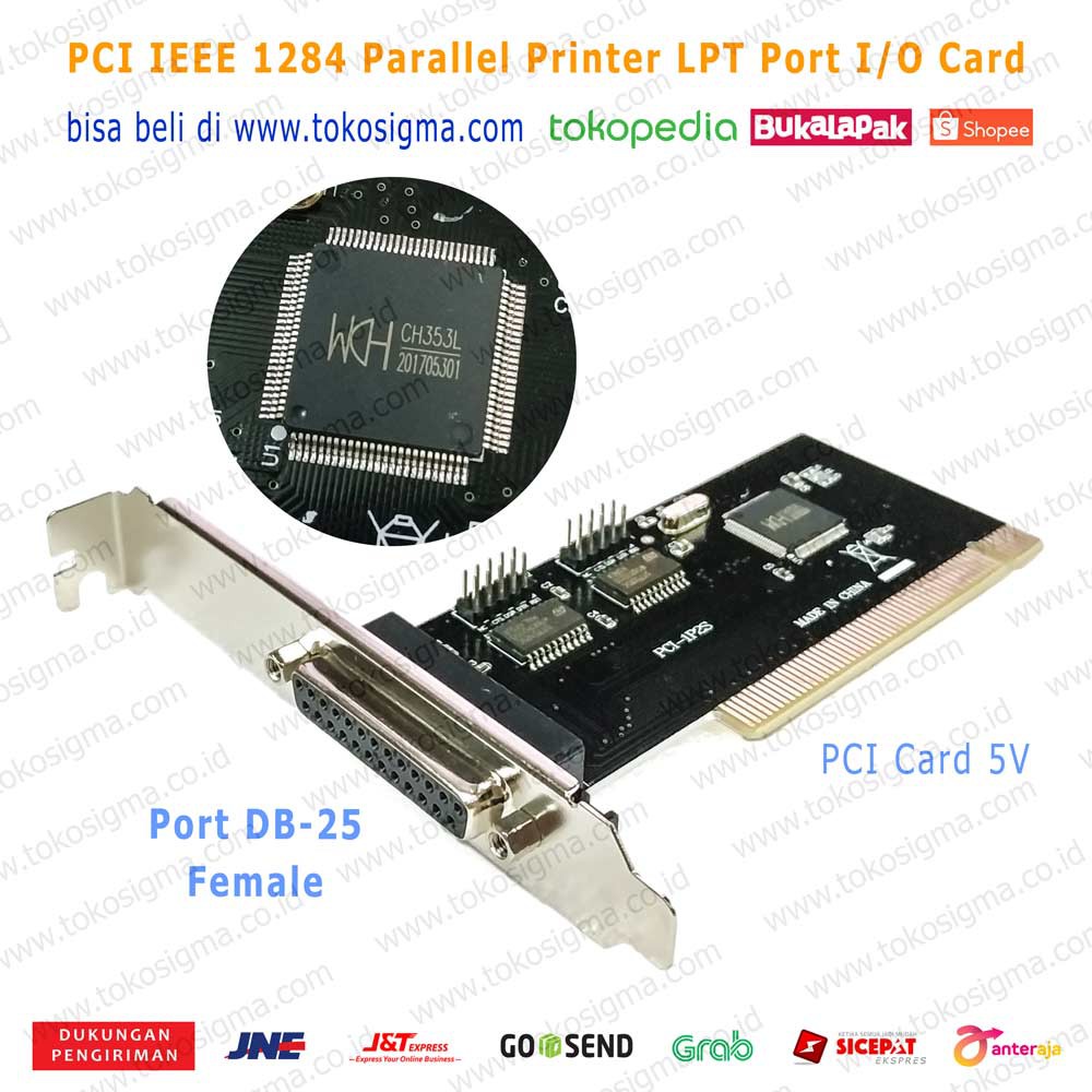 PCI IEEE Parallel Printer LPT DB25 female Port I/O Card