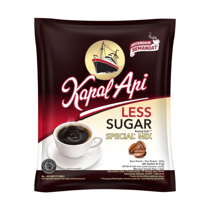 

vd201r Kapal Api Special Mix Kopi Less Sugar Bag Isi 20 Sachet Ds20X11