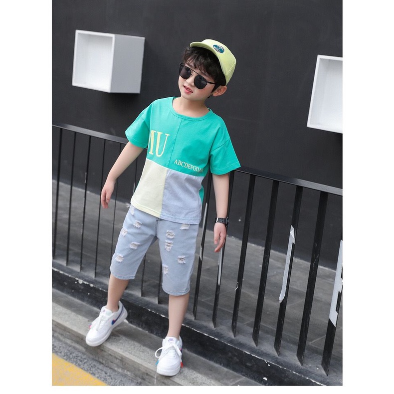 (LOLI-JKT) BOY-34 STELAN BOY ALFABET HIJAU KUNING 110-160