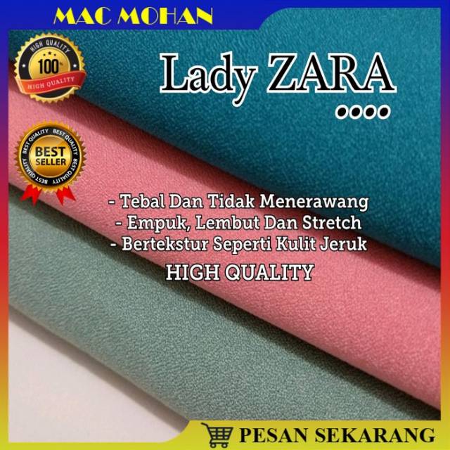 {ORIGINAL} KAIN LADY ZARA CREPE FOUR-WAY STRETCH PREMIUM QUALITY IMPORT TERMURAH STREET MOSS DIAMOND