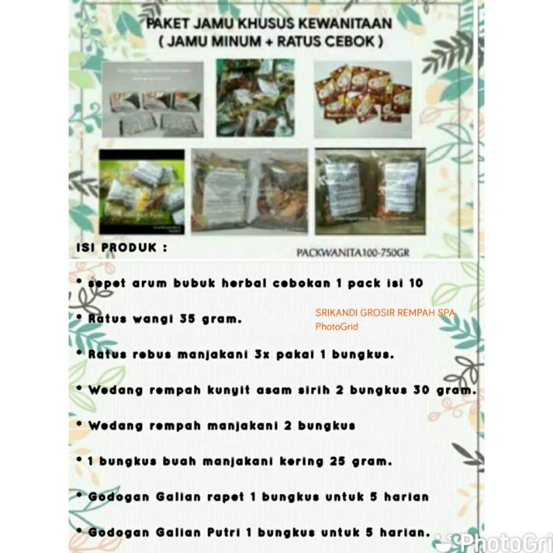 

PAKET JAMU REMPAH KHUSUS KESEHATAN KEWANITAAN ( JAMU GODOG MANJAKANI, RATUS V DLL )