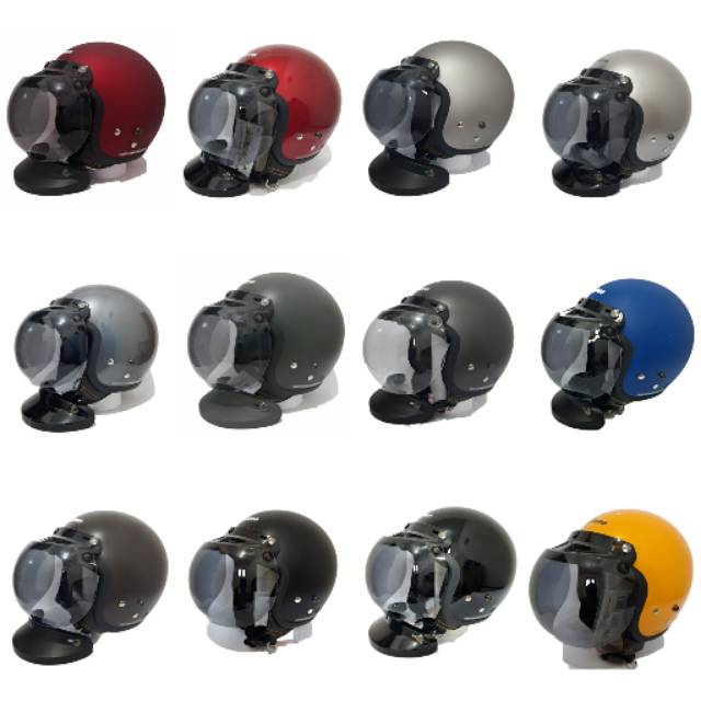 Helm Retro Cargloss Visor Cembung Hitam