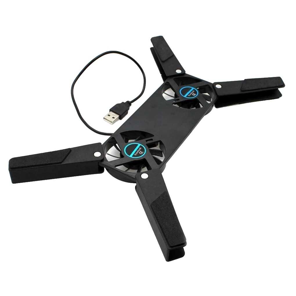 BA1- Elenxs Notebook Cooling Pad Lipat Portable X Stand Dual Fan - 818