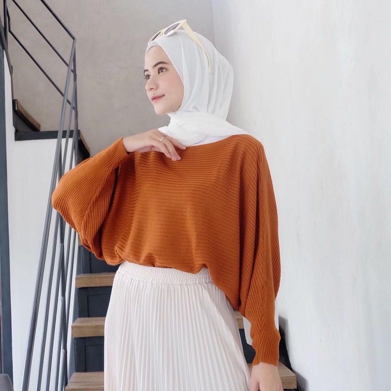 1KG MUAT 5PCS | BATWING KNITWEAR RAJUT PREMIUM HITS OOTD SELEBGRAM FASHION GROSIR WANITA TERMURAH TERBEST SELLER