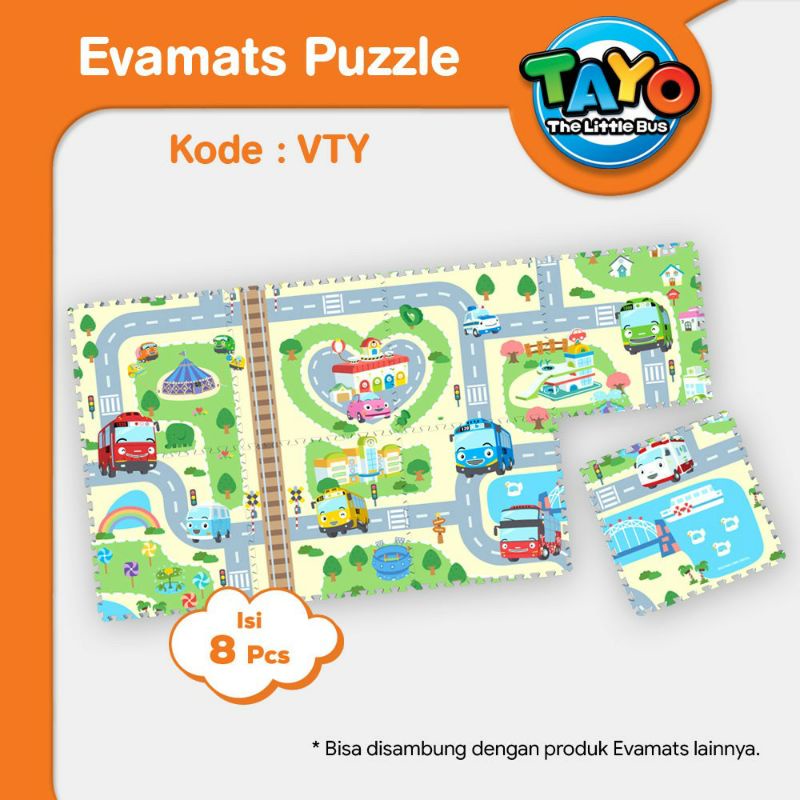 Evamat alas bermain karpet puzzle lantai karakter Tobot Tayo ukuran 30x30cm