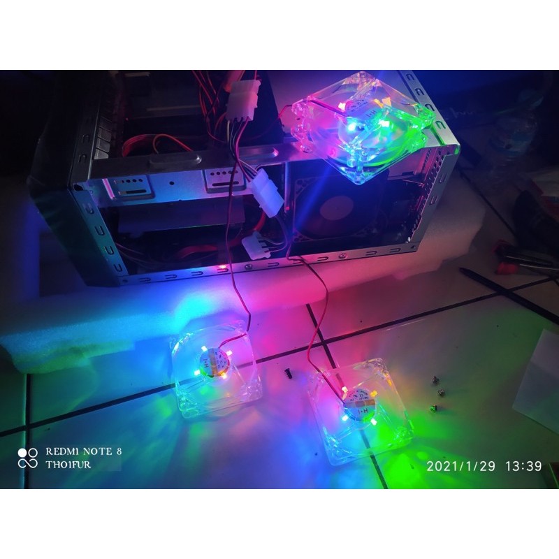 fan casing pc 8cm transparan Led RGB