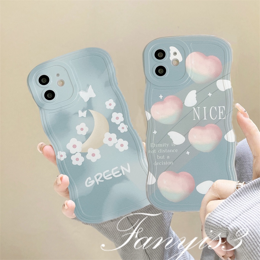 Redmi 12C A1 10C 10A 10 9 9A 9C 9T Note 11 Pro+ 11s 11 10s 10 9s 9 8 Pro Xiaomi Poco X4Pro X3 Pro X3NFC M4 F3 Mi 11 Lite 10TPro Moon Love Wavy Edge Phone Case TPU Soft Protective Cover