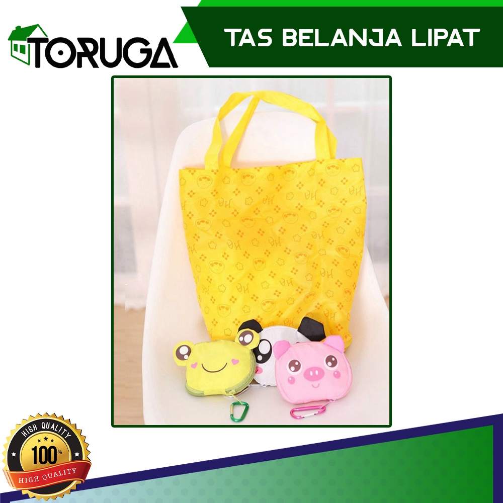 TOTE BAG KARAKTER TAS KANTONG BELANJA LUCU SHOPPING REUSABLE TAS LIPAT MINI