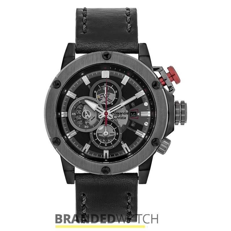 Jam Tangan Pria Alexandre Christie 6491 Black Gray Original