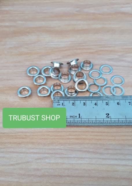 Mata ayam eyelet v22 nikel ukuran lubang 8mm /bks isi 100pc + ring belakang