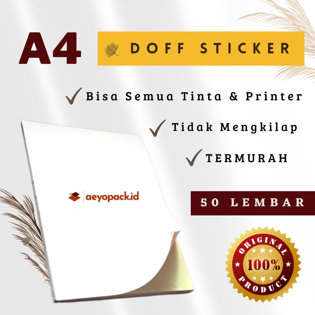 

Kertas Sticker A4 HVS Doff A4 isi 50 Lembar