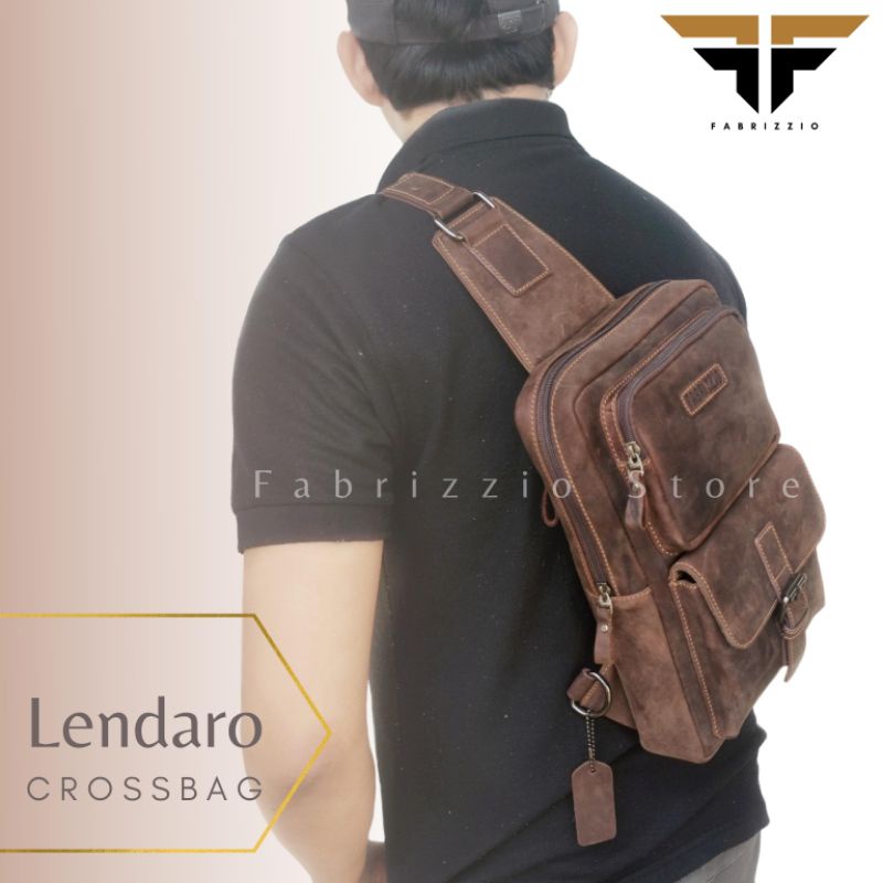 [ fabrizzio store ]crossbags keren kulit pria | single slingbag kulit crazy horse