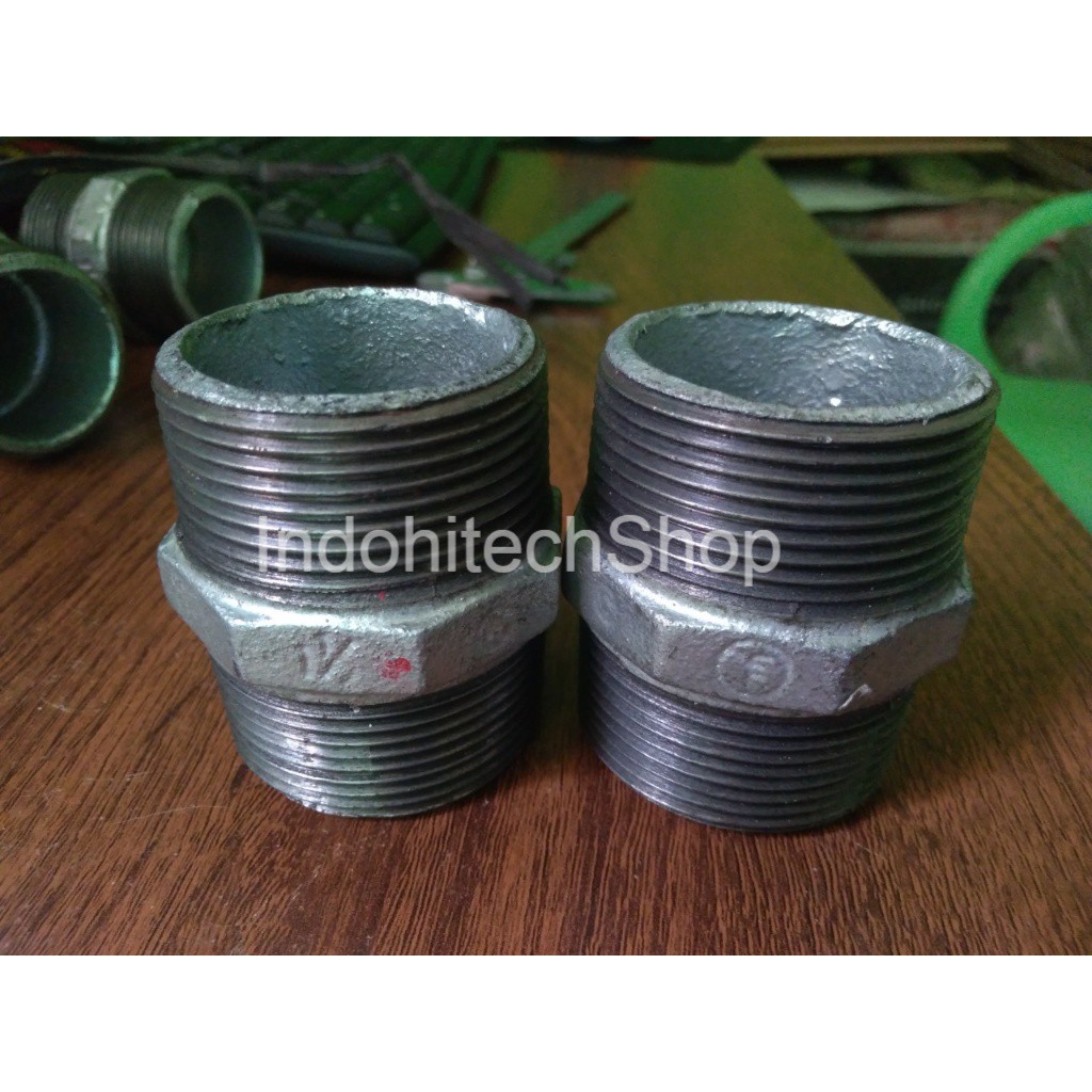Double Nipple dobel nipel sok drat luar 1 1/2 Inch Galvanis