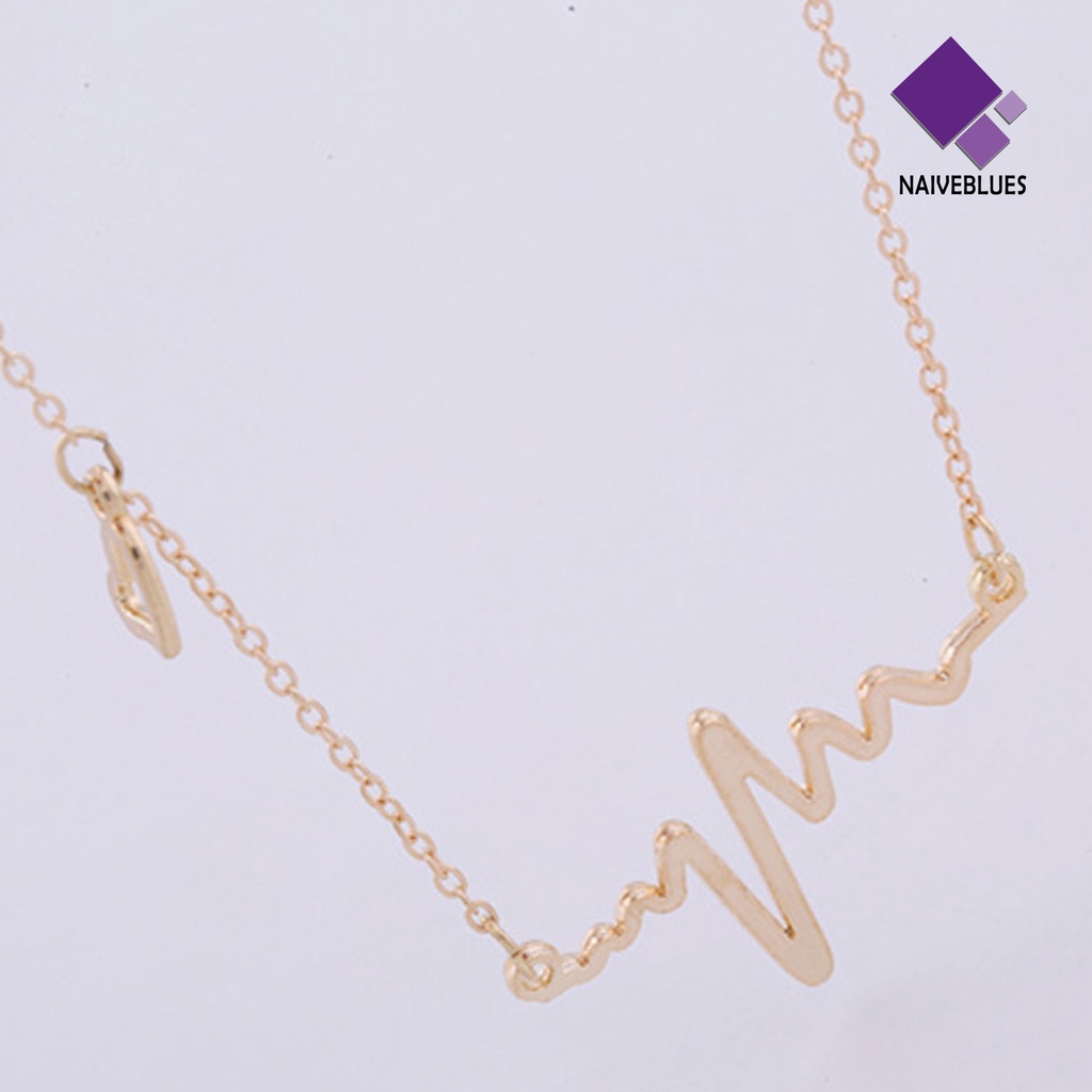 Kalung Desain Detak Jantung Rhythm Bahan Alloy Untuk Wanita