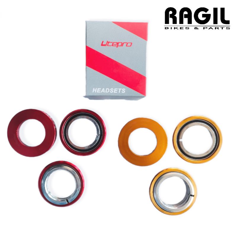 HEADSET SEPEDA LIPAT SELI LITEPRO SEALED BEARING KOM FORK LITE PRO MERAH KUNING GOLD OVERSIZE 44MM L