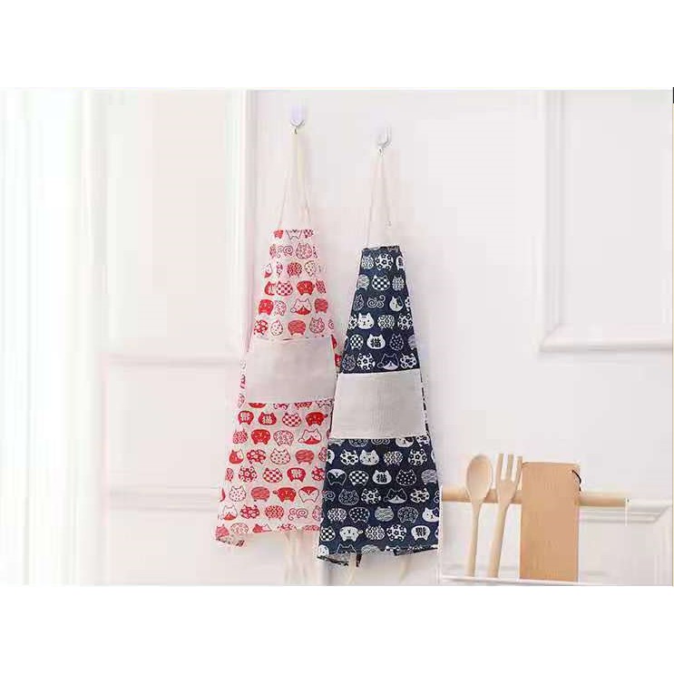 CELEMEK KAIN MURAH / CELEMEK MASAK / CELEMEK DAPUR / APRON BAHAN KAIN KARTUN MOTIF GARIS-GARIS