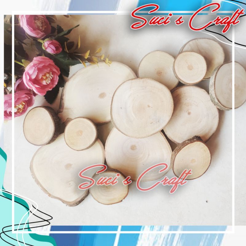 Wood Slice Woodslice Kayu Hiasan Mahar Hiasan Rustic