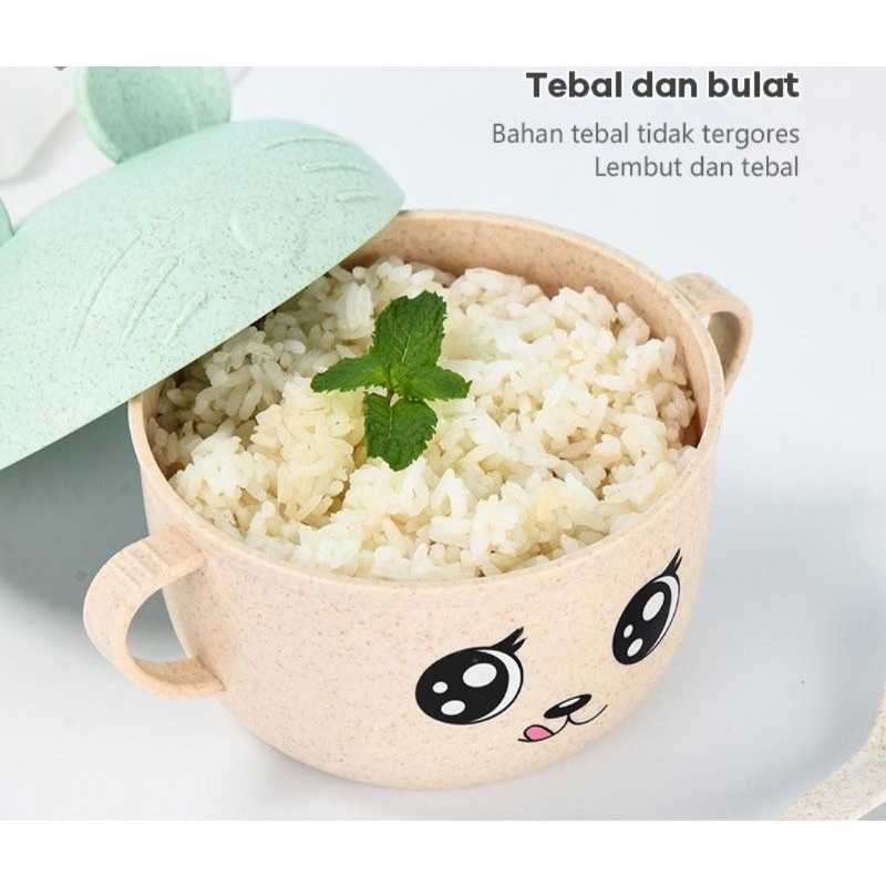 Gelas Mangkuk Anak Lucu dengan Sendok 450ml Bahan PP