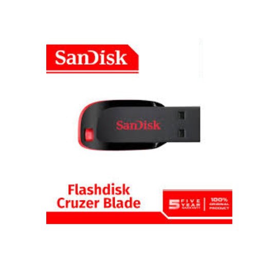 (ORI 100%) Flashdisk SANDISK 64GB Cruzer Blade CZ50 - GARANSI RESMI