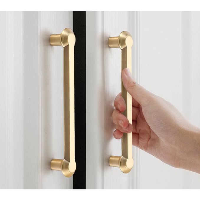Handle / Tarikan Pintu Lemari / Laci Bahan Zinc Alloy Warna Emas Hias