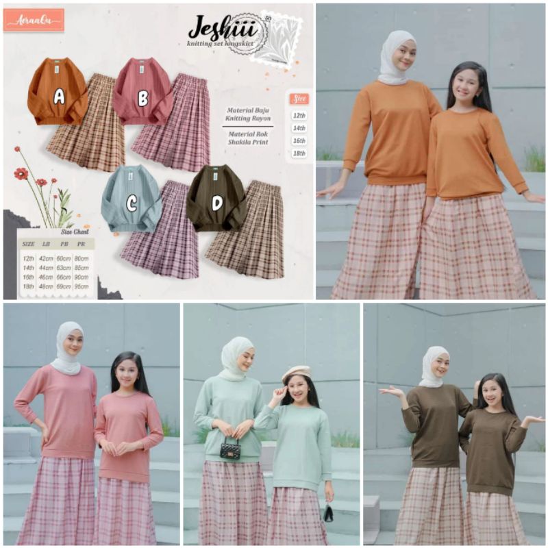 [GQ251] JESHIII KNITTING SET LONGSKIRT by AeraaQu / Setelan Rok Shakila Anak Junior Size 9-15 thn