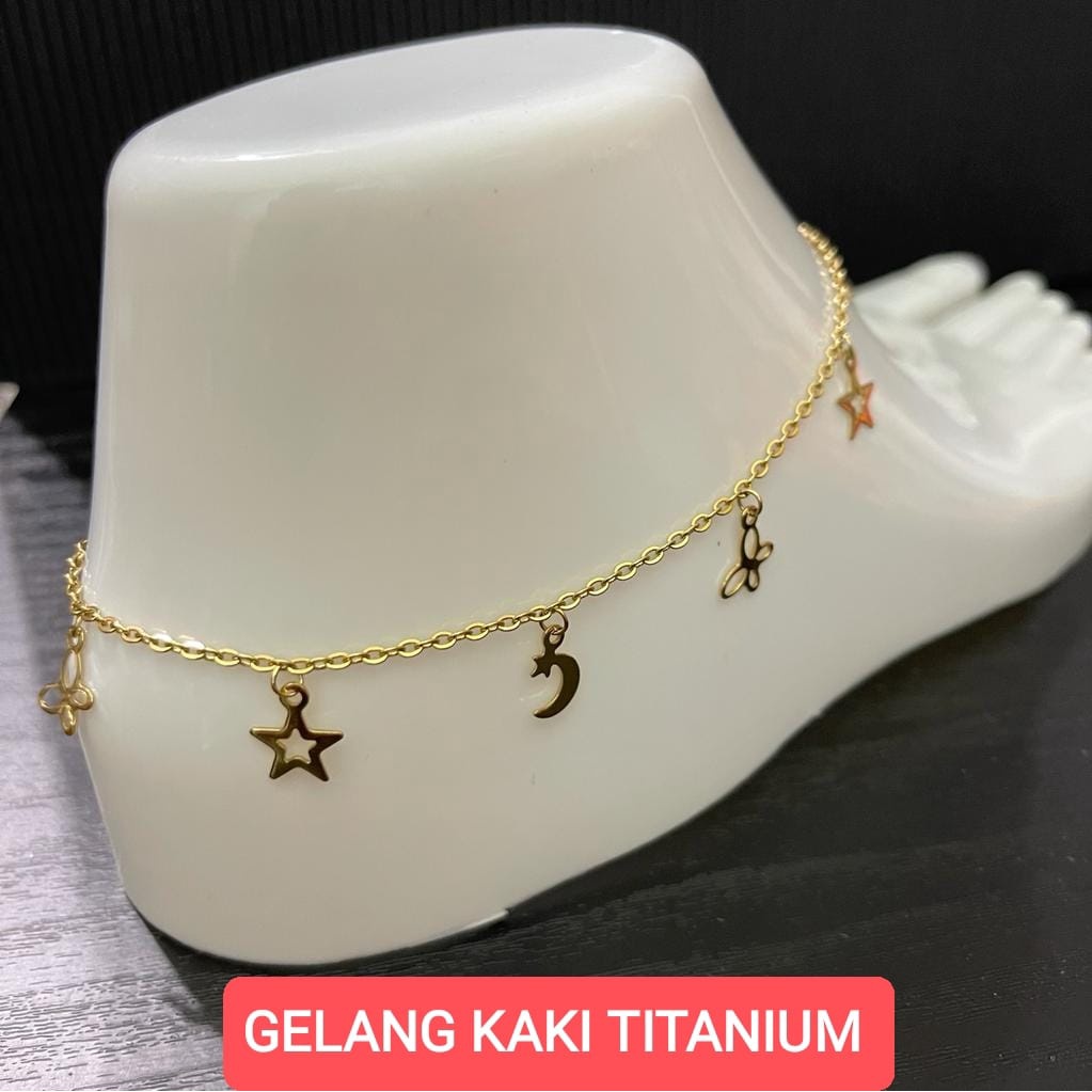 GELANG KAKI TITANIUM WANITA SILVER/EMAS TERLARIS DAN TERMURAH