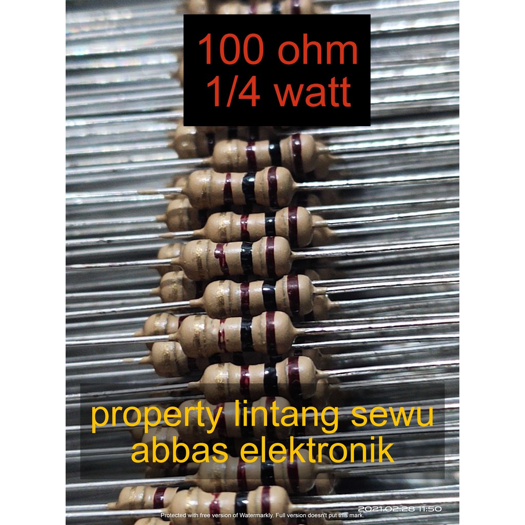 10PCS resistor 100 ohm 0.25 watt