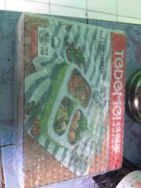 Kotak Makan Anak Lunchbox Tedemei 6540 Pink Green Blue Stainles Tempat Bekal Anti Tumpah 3 Sekat